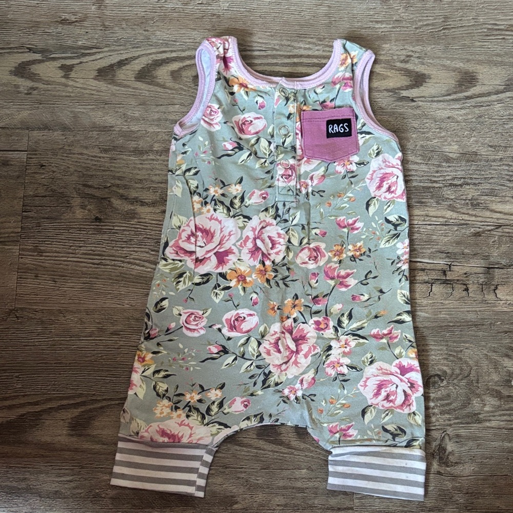 Rags to Raches Floral Bodysuit - Pink and Green